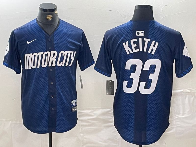 Men Detroit Tigers 33 Keith Blue City Edition Nike 2024 MLB Jersey style 1